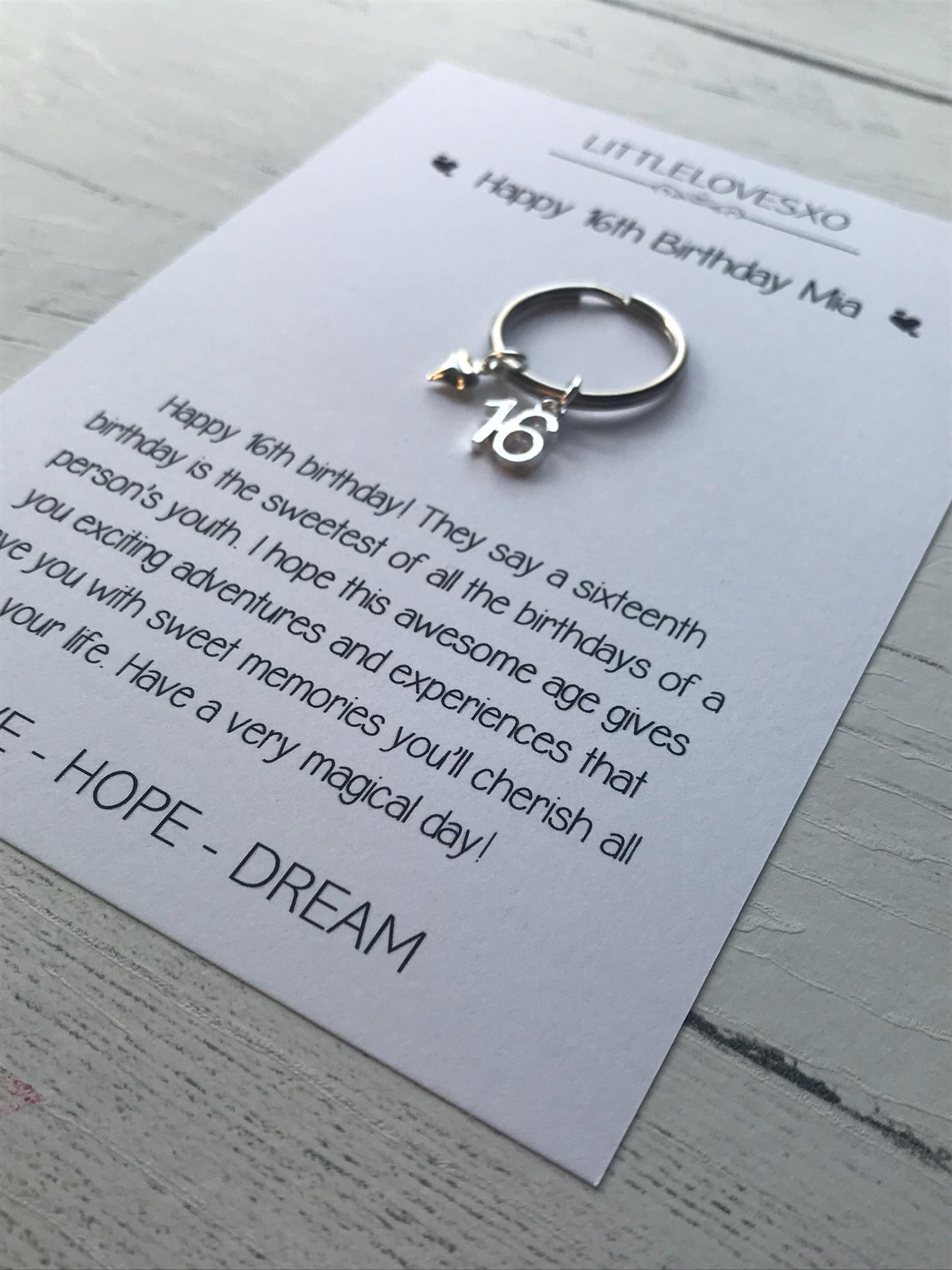 Personalized 16th Birthday Keychain Gift with Card