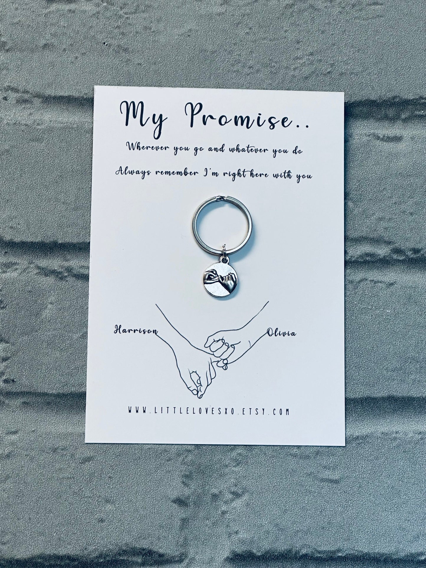Personalized Pinky Promise Keychain, Couple Anniversary Gift