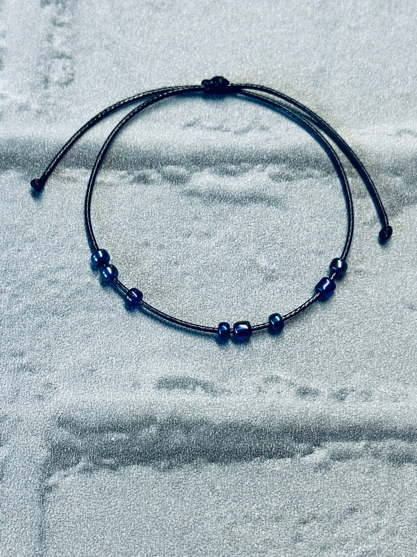 Adjustable Fidget Bracelet: Blue Beaded String, Stress Relief