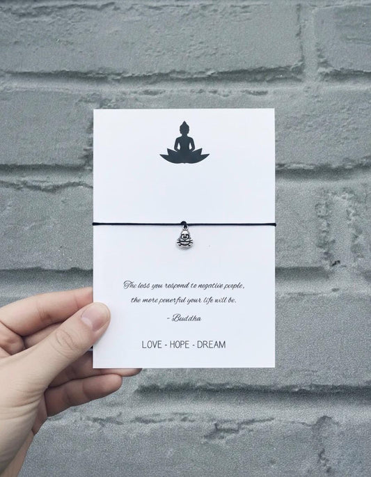 Buddha Wish Bracelet: Silver Charm, Yoga Jewelry