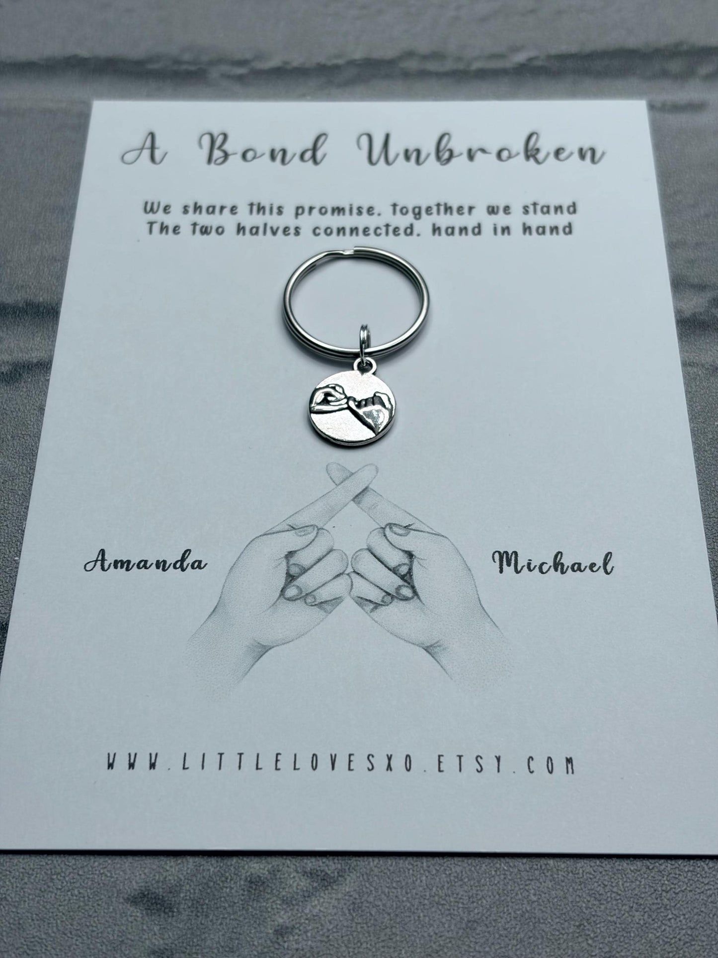 Personalized Pinky Promise Keychain, Couple Anniversary Gift