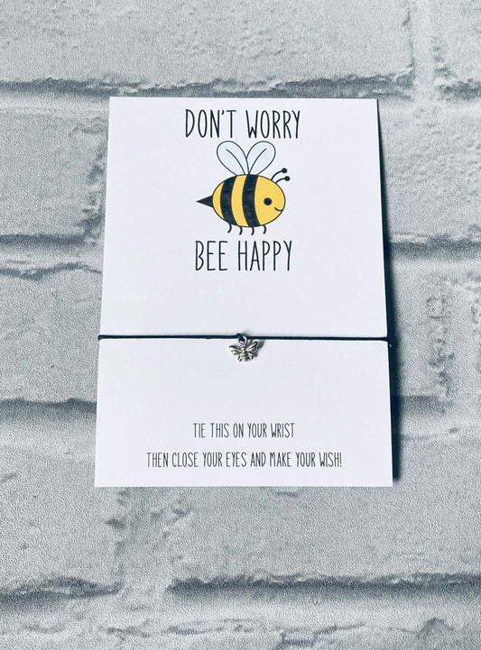 Bee Charm Bracelet: Positivity Gift with Card