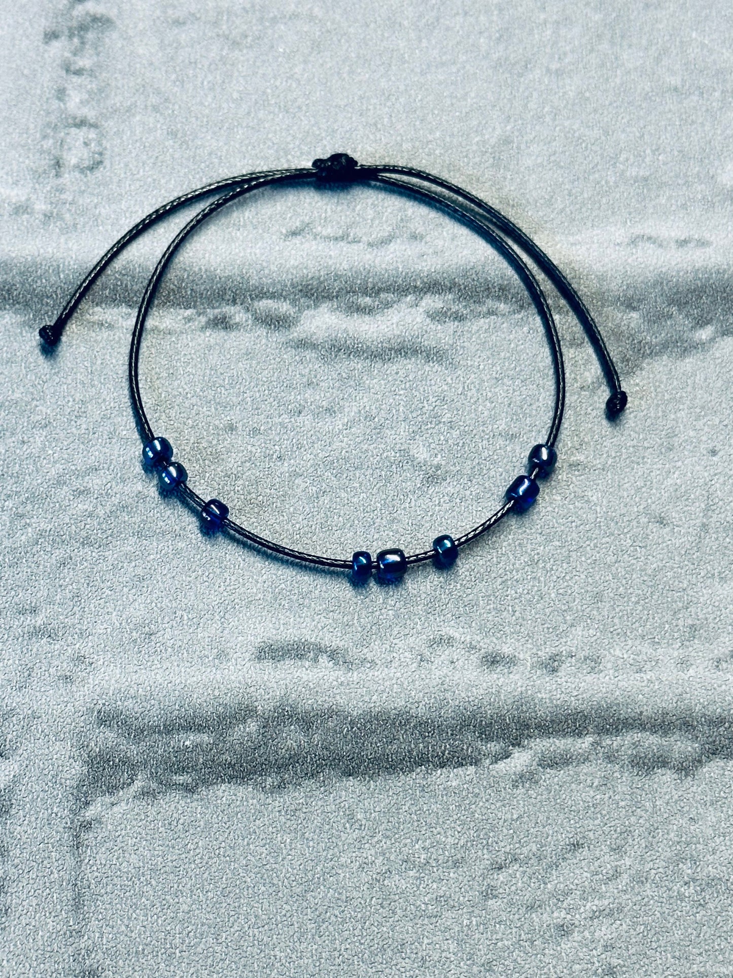 Adjustable Fidget Bracelet: Blue Beaded String, Stress Relief