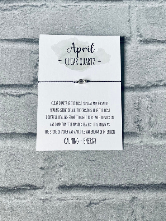Clear Quartz Bracelet: April Birthstone Crystal Jewelry
