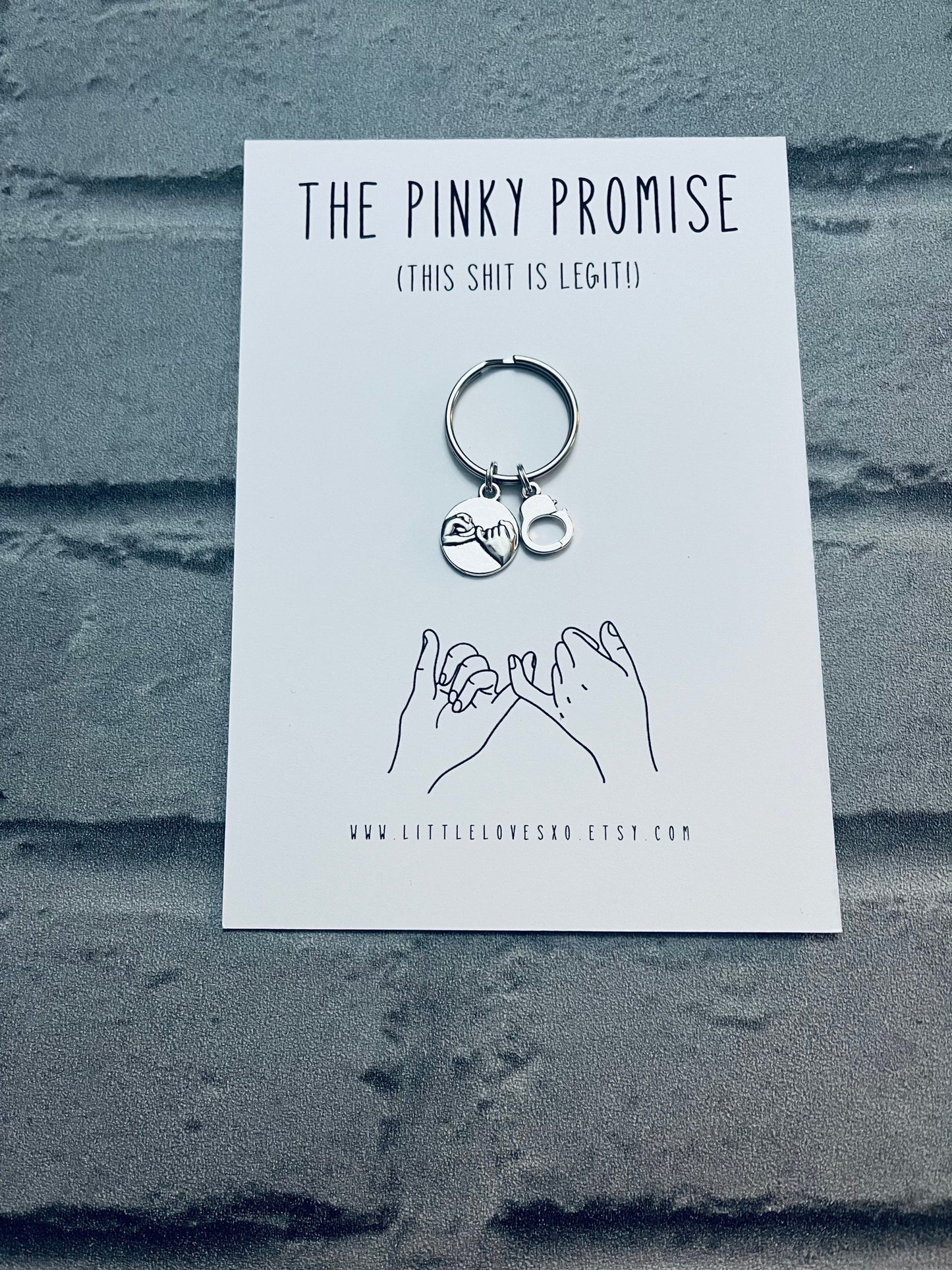 Pinky Promise Keychain | Couples Keepsake with Handcuff Charm