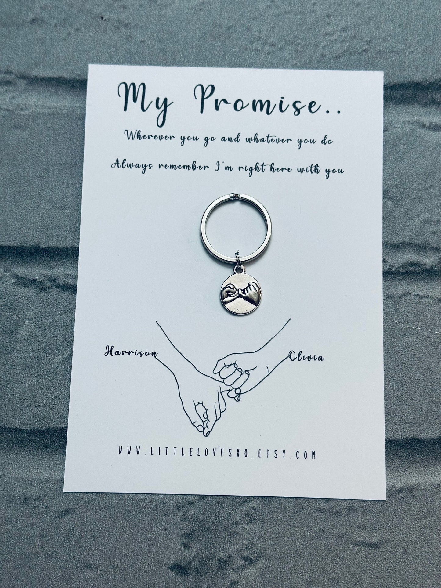 Personalized Pinky Promise Keychain, Couple Anniversary Gift