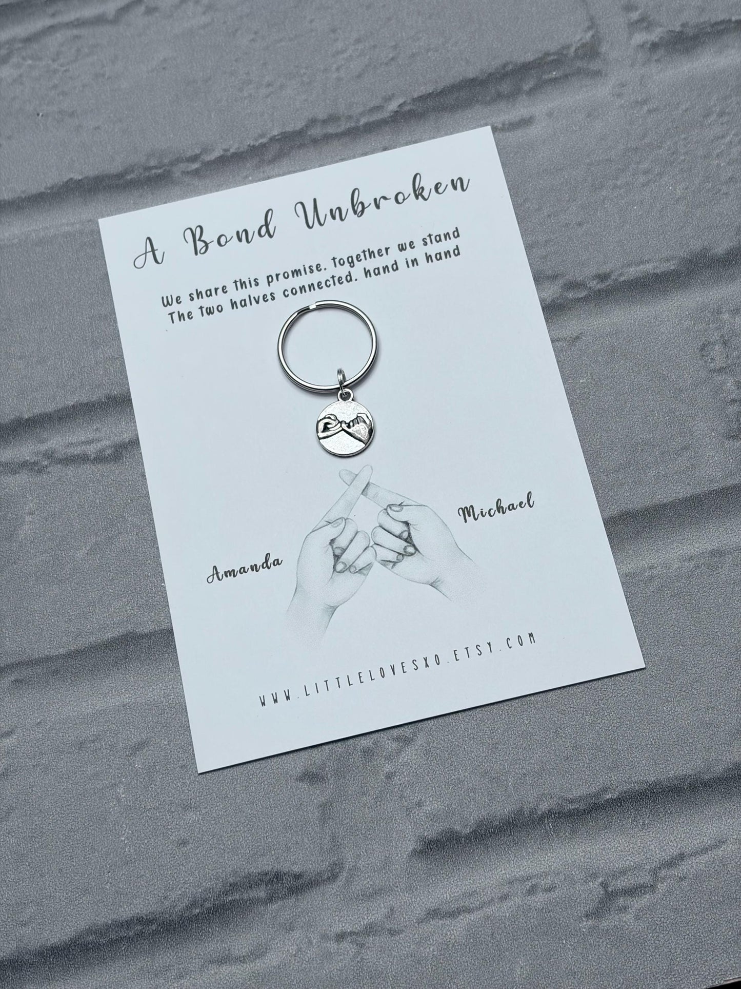 Personalized Pinky Promise Keychain, Couple Anniversary Gift