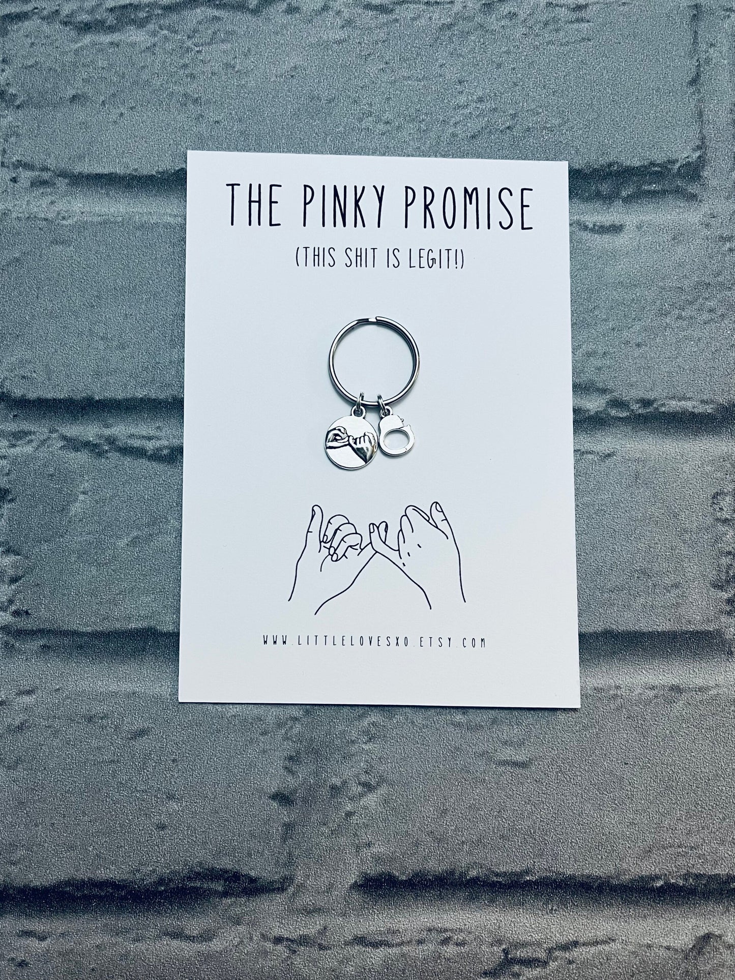 Pinky Promise Keychain | Couples Keepsake with Handcuff Charm