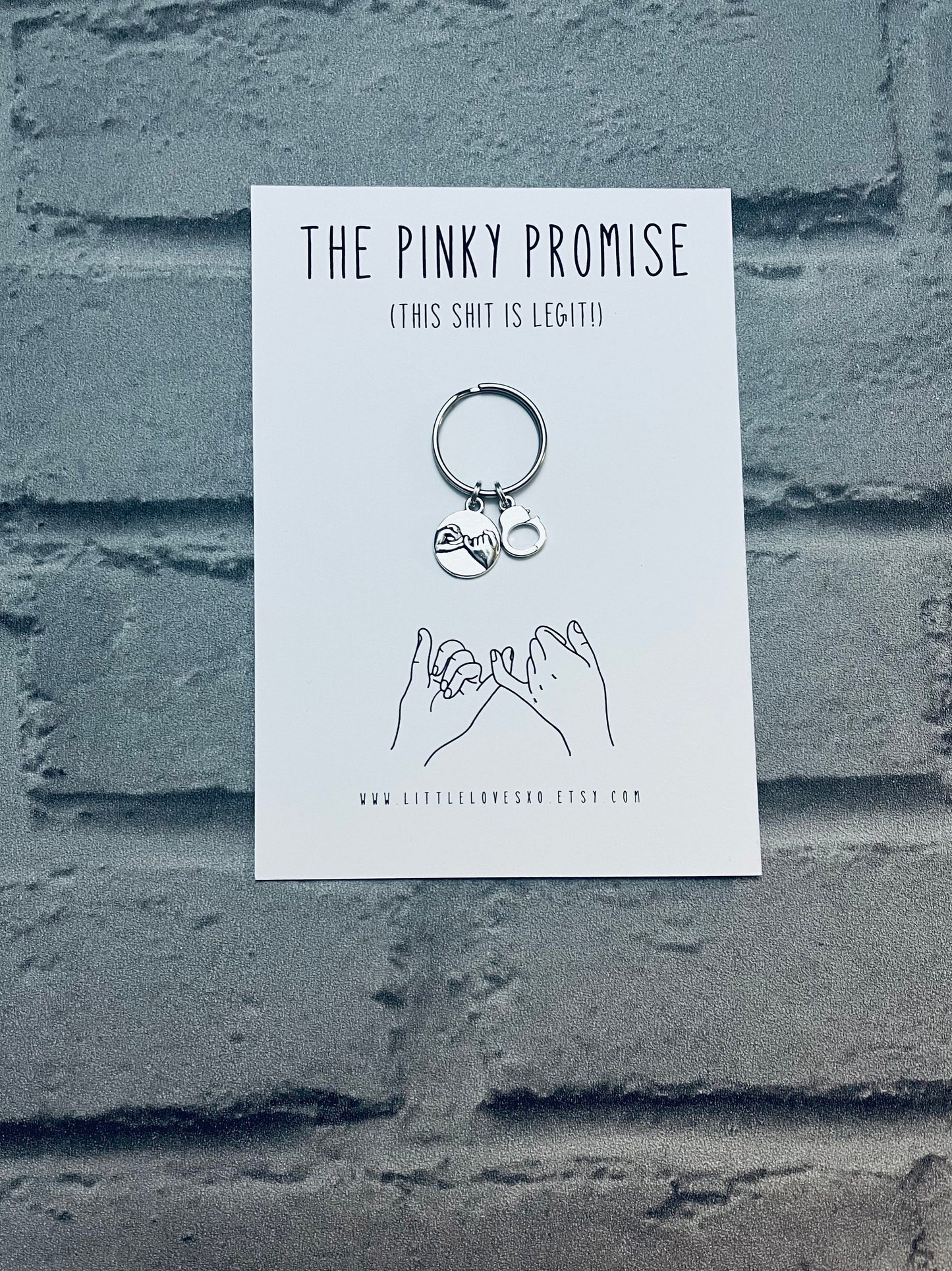 Pinky Promise Keychain | Couples Keepsake with Handcuff Charm
