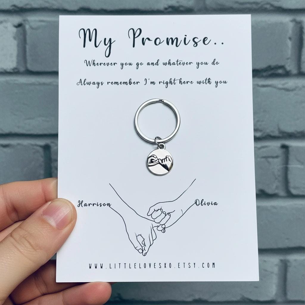 Personalized Pinky Promise Keychain, Couple Anniversary Gift