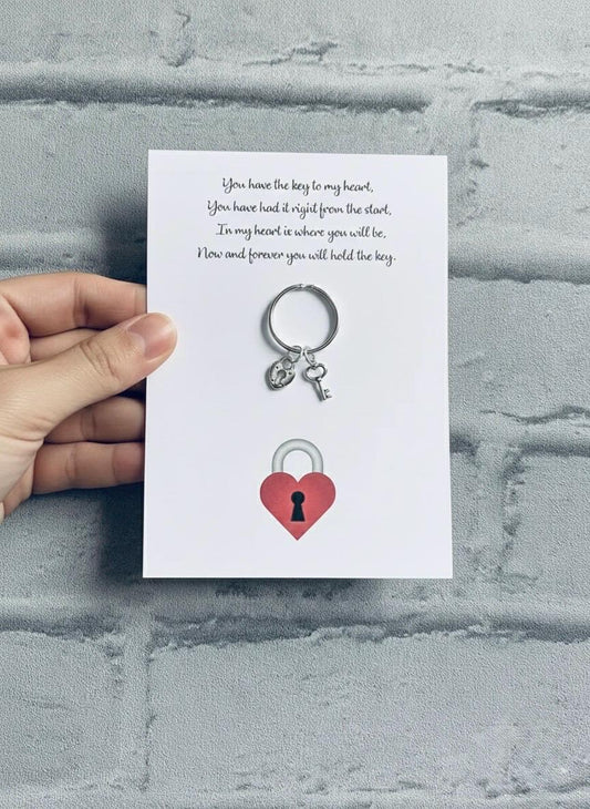 Lock and Key Keychain, Key to My Heart, Valentine's Gift