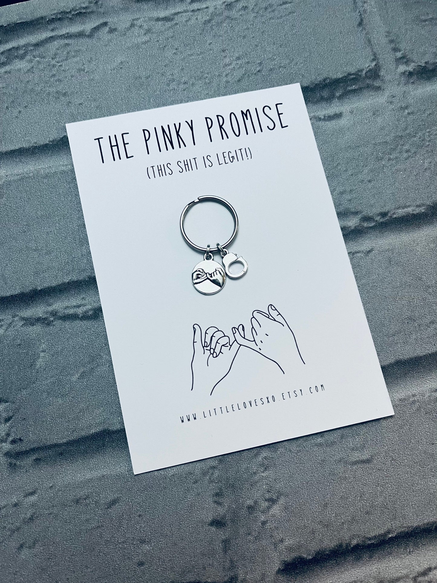 Pinky Promise Keychain | Couples Keepsake with Handcuff Charm