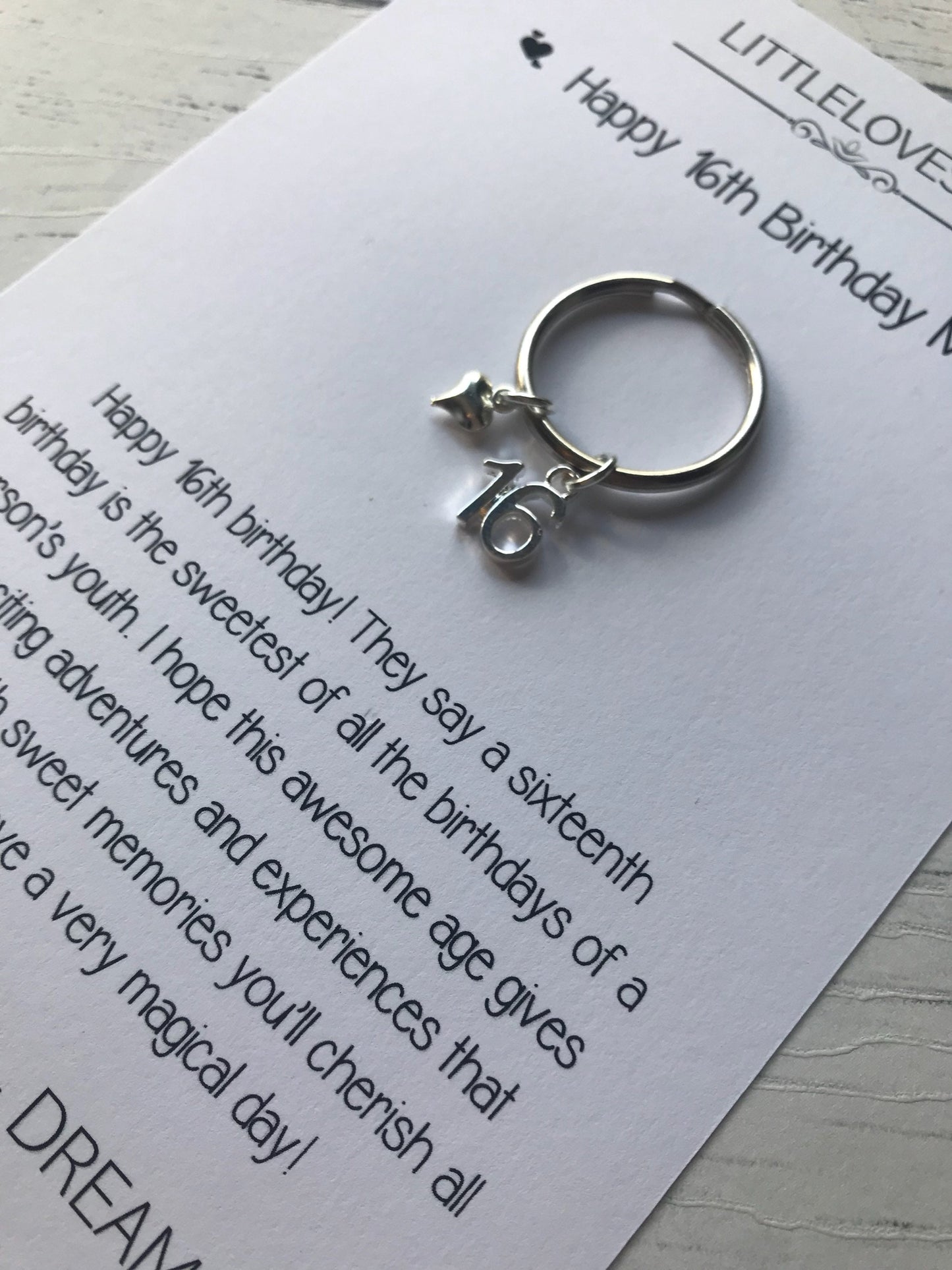 Personalized 16th Birthday Keychain Gift with Card