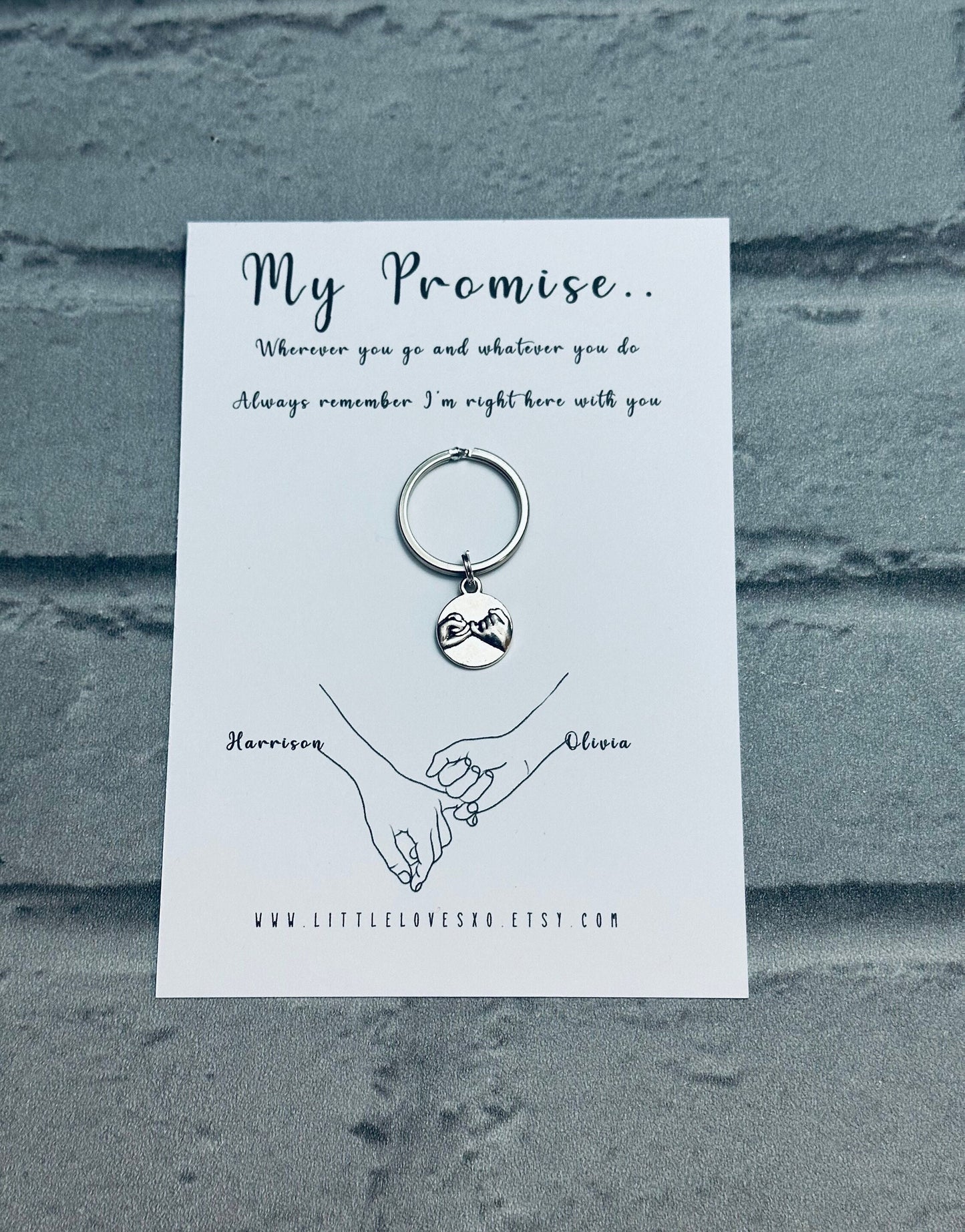 Personalized Pinky Promise Keychain, Couple Anniversary Gift