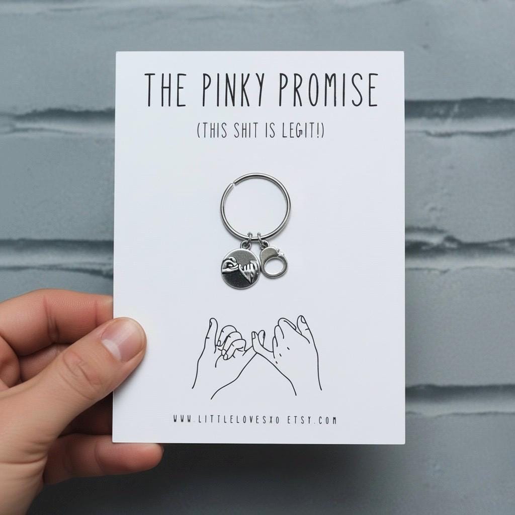 Pinky Promise Keychain | Couples Keepsake with Handcuff Charm