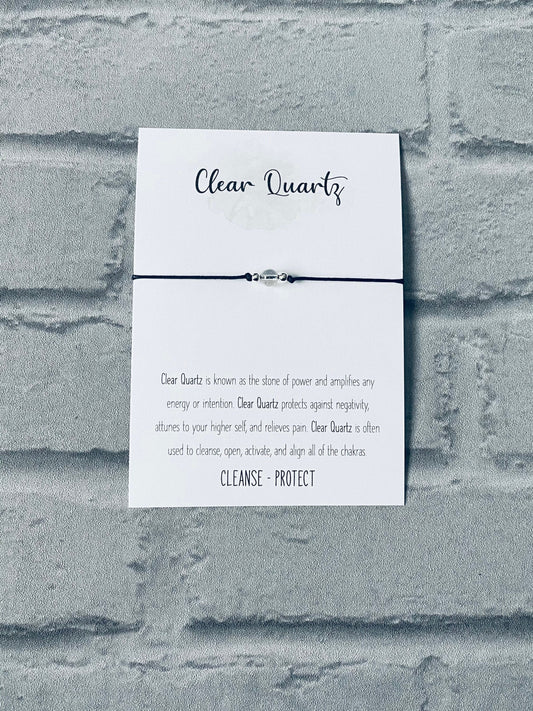 Clear Quartz Bracelet: 6mm Gemstone, Adjustable Crystal Jewelry