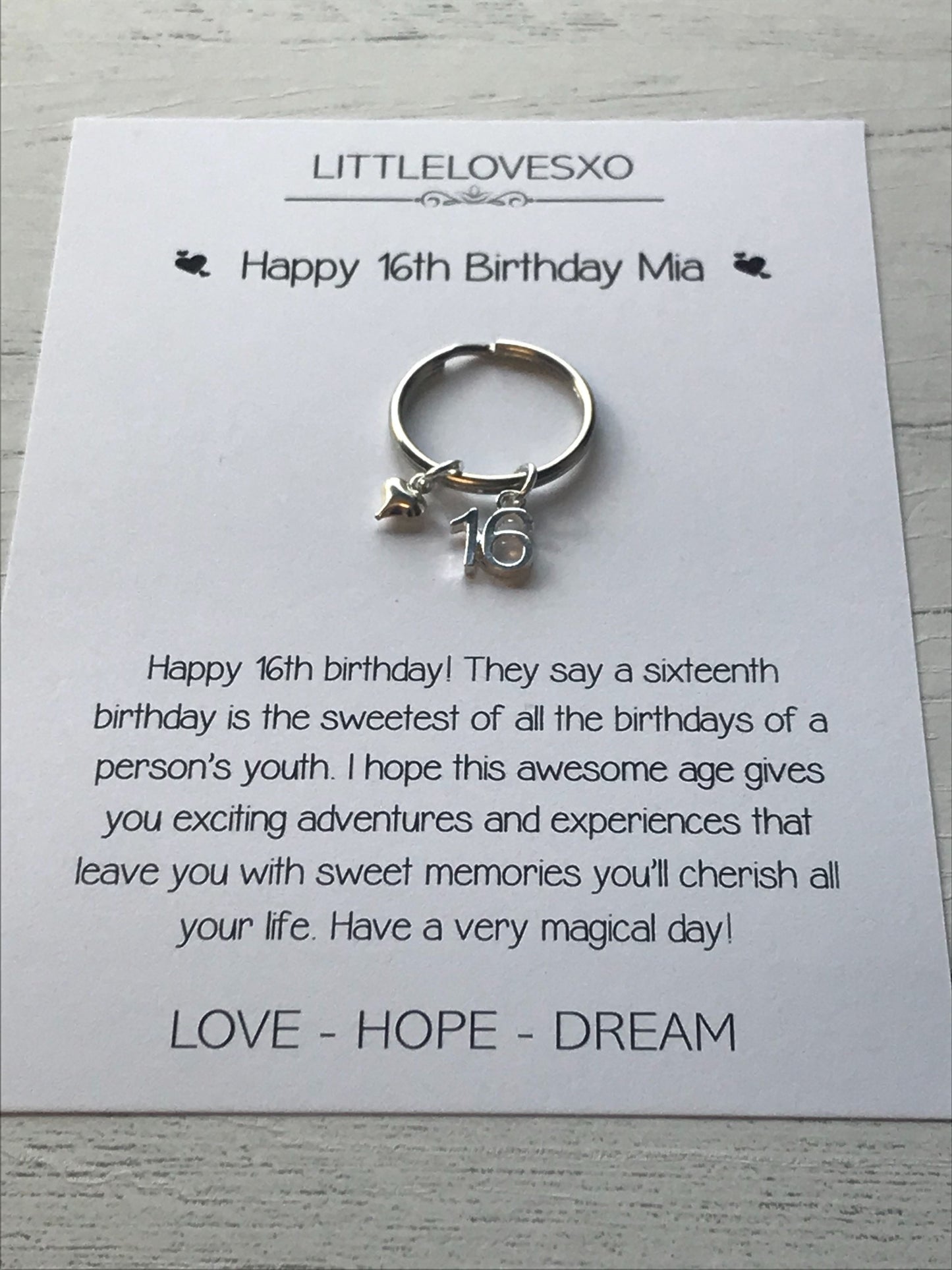 Personalized 16th Birthday Keychain Gift with Card