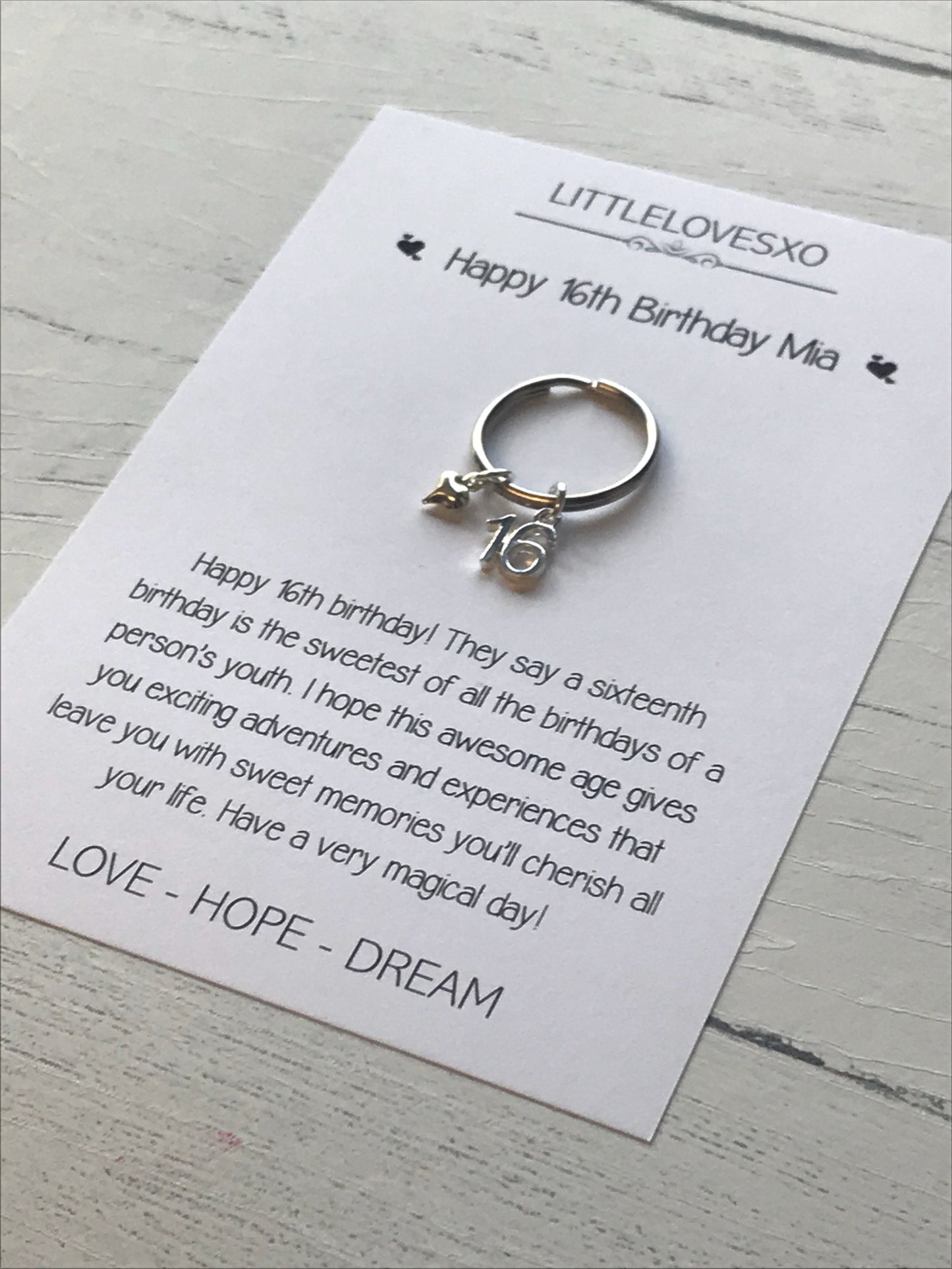 Personalized 16th Birthday Keychain Gift with Card