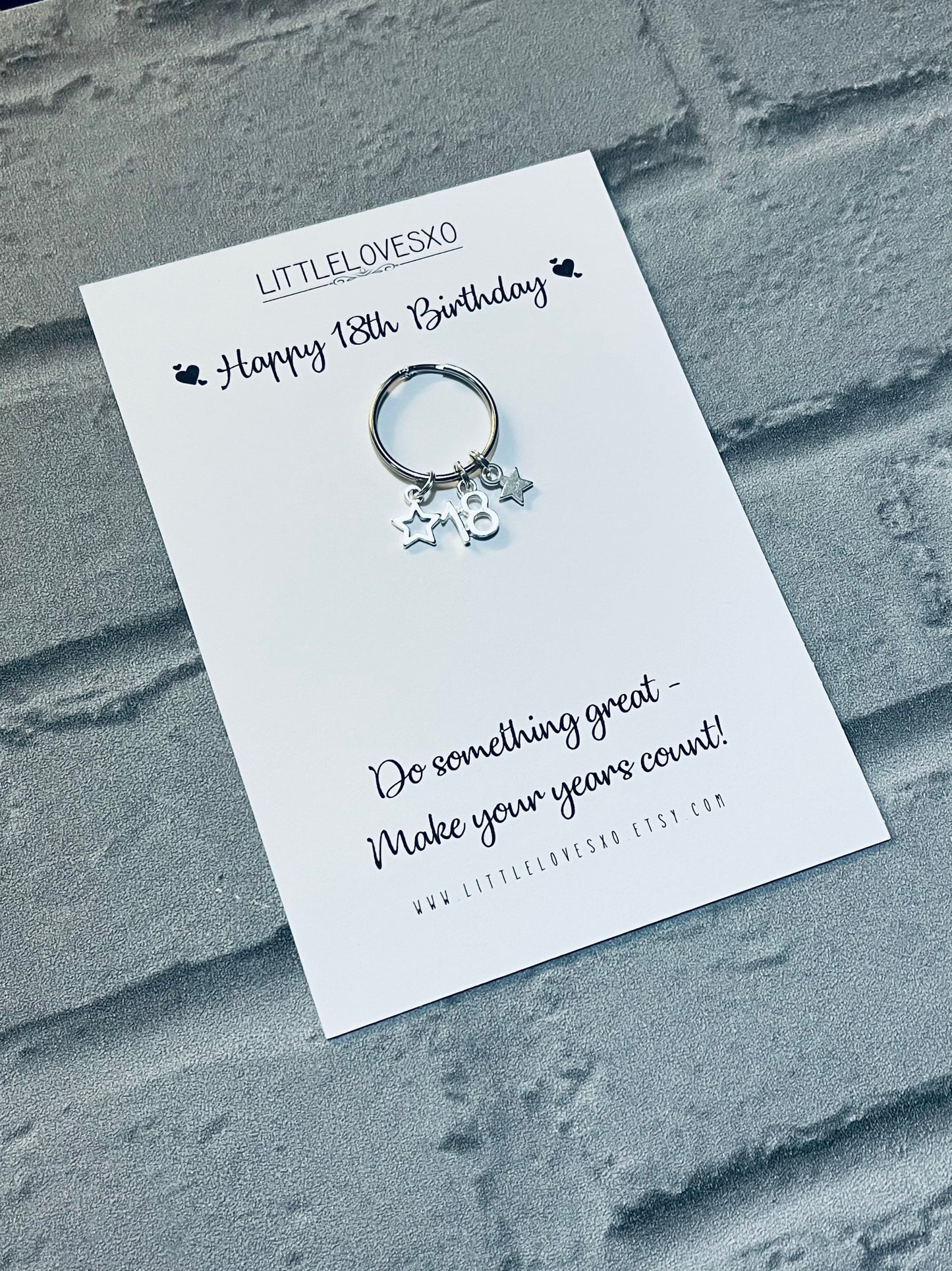 18th Birthday Keyring: Tibetan Silver Star Charm Keepsake