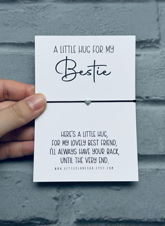 Bestie Bracelet: Silver Heart Charm, Friendship Gift