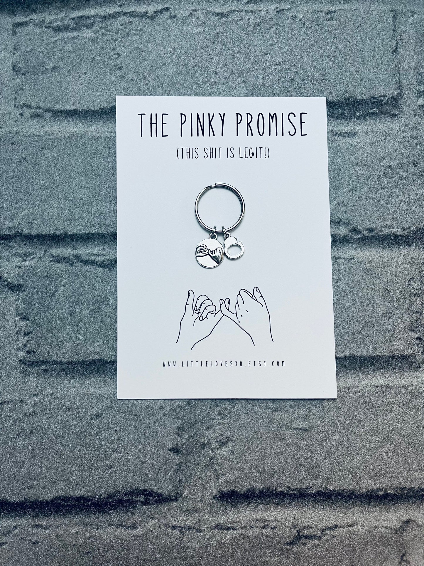 Pinky Promise Keychain | Couples Keepsake with Handcuff Charm