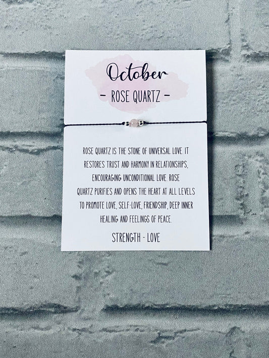 Rose Quartz Bracelet: October Birthstone, Crystal Gemstone Gift