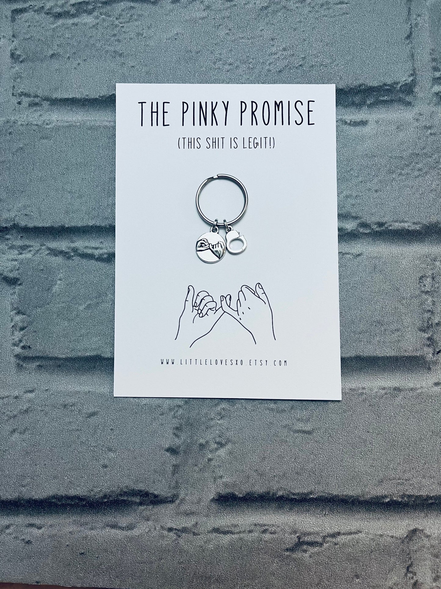 Pinky Promise Keychain | Couples Keepsake with Handcuff Charm