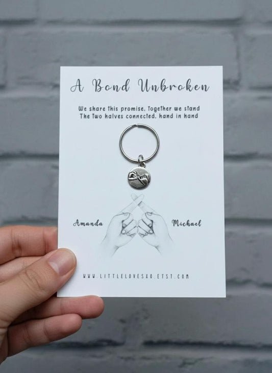 Personalized Pinky Promise Keychain, Couple Anniversary Gift
