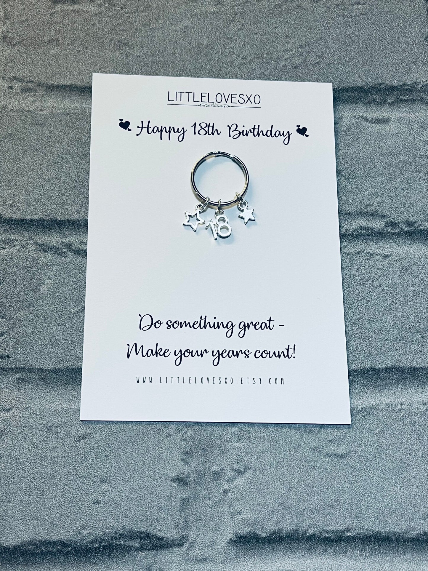 18th Birthday Keyring: Tibetan Silver Star Charm Keepsake