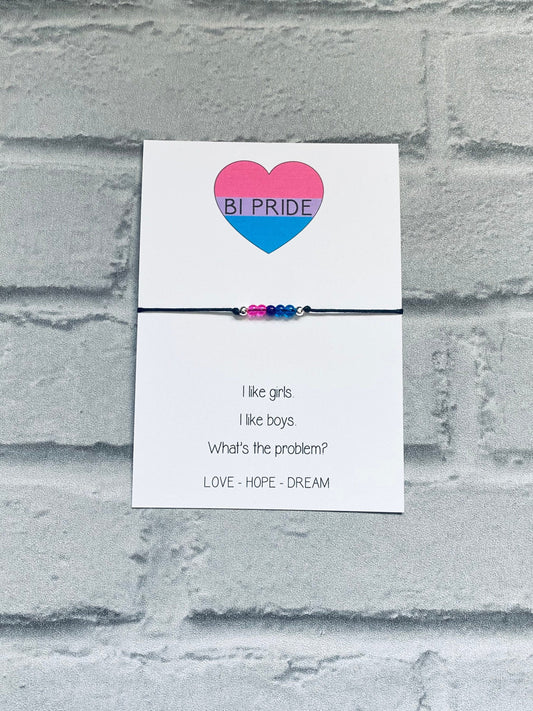 Bisexual Pride Bracelet: Sparkle Bead Bi Flag Jewelry