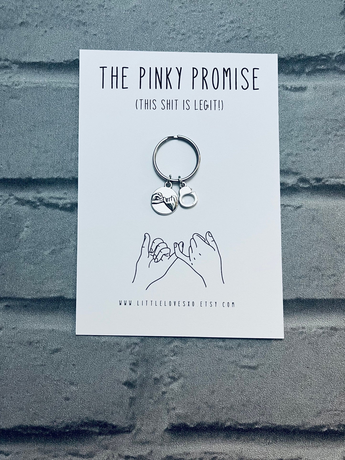 Pinky Promise Keychain | Couples Keepsake with Handcuff Charm