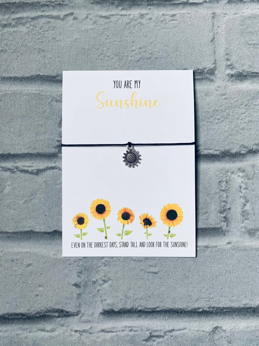 Sunflower Charm Wish Bracelet: Adjustable Friendship Gift
