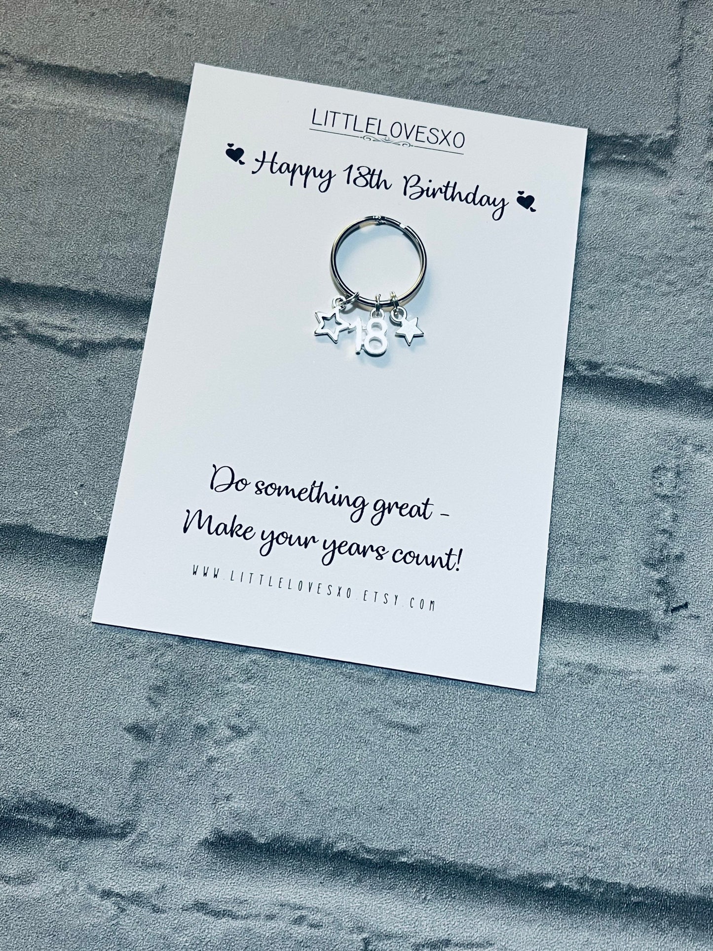 18th Birthday Keyring: Tibetan Silver Star Charm Keepsake