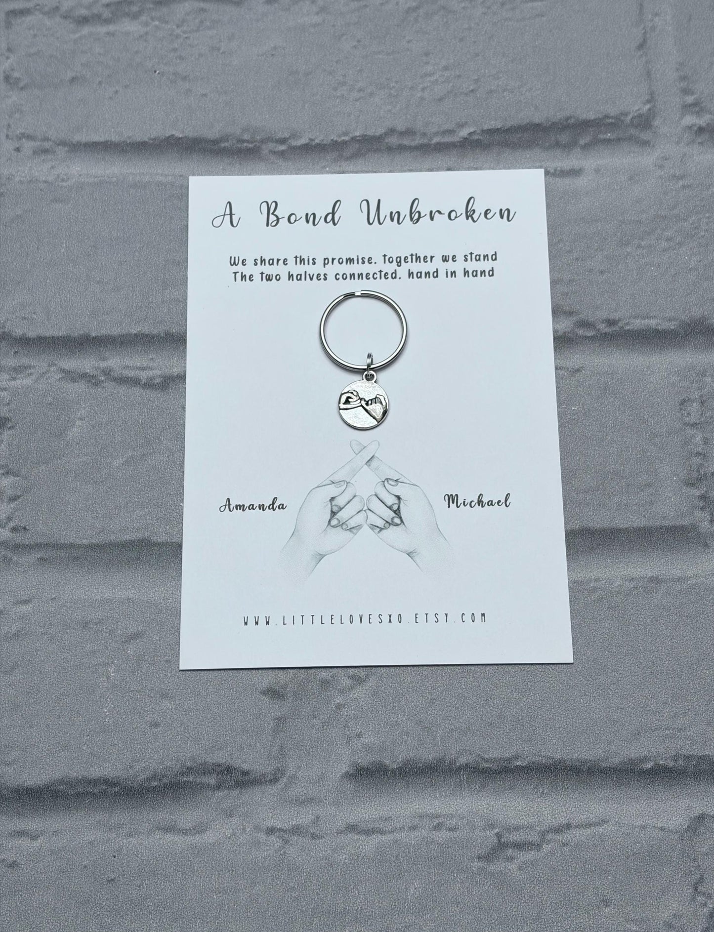 Personalized Pinky Promise Keychain, Couple Anniversary Gift