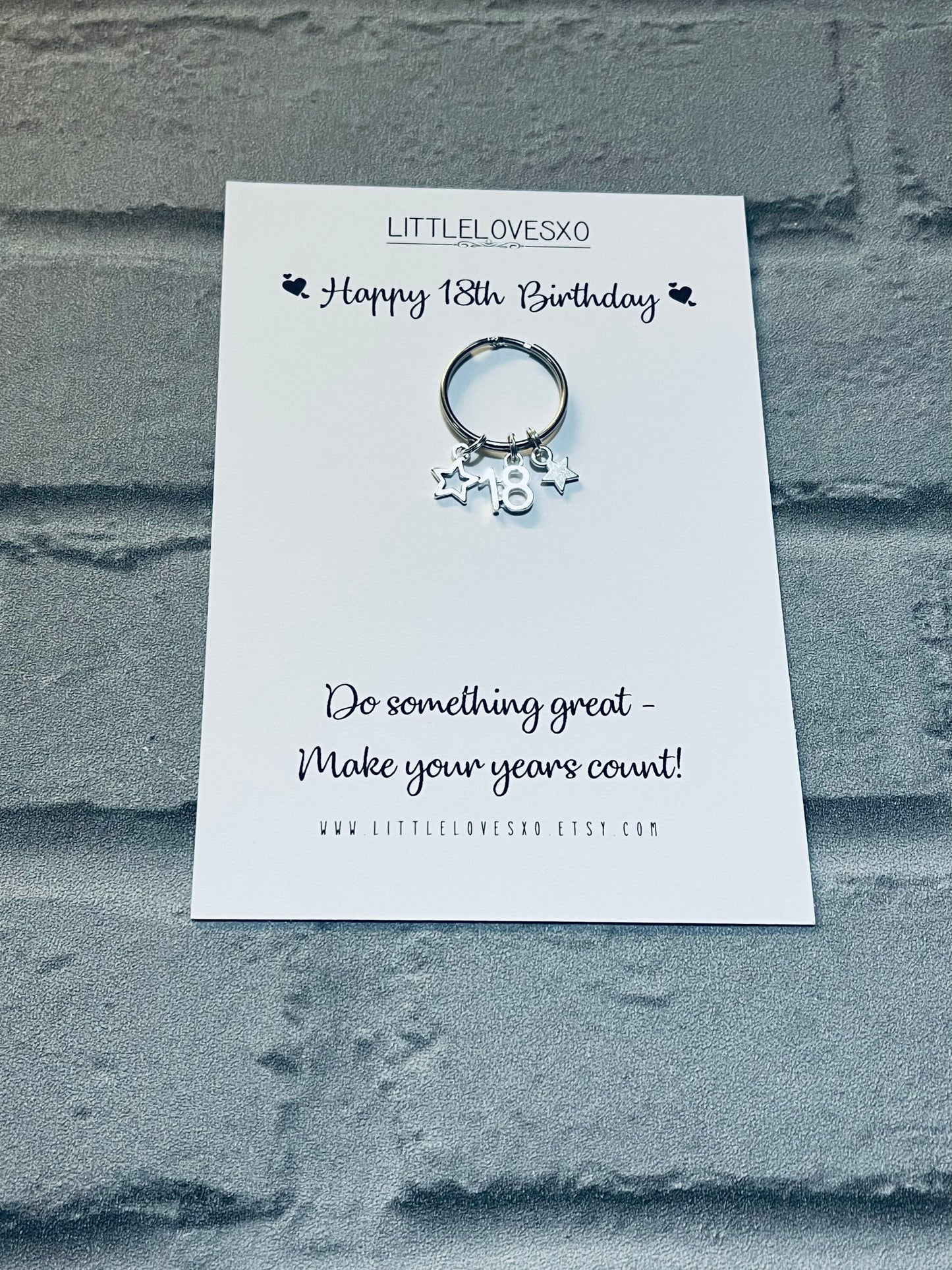 18th Birthday Keyring: Tibetan Silver Star Charm Keepsake