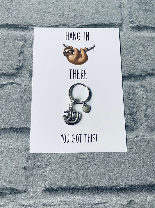 Sloth Keyring: Mental Health Gift, 'You Got This' Charm