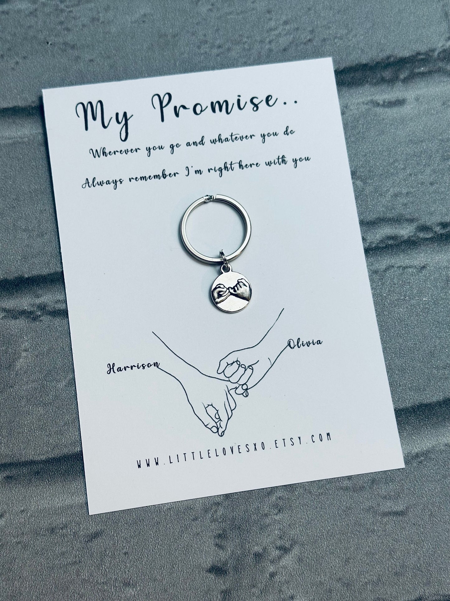 Personalized Pinky Promise Keychain, Couple Anniversary Gift