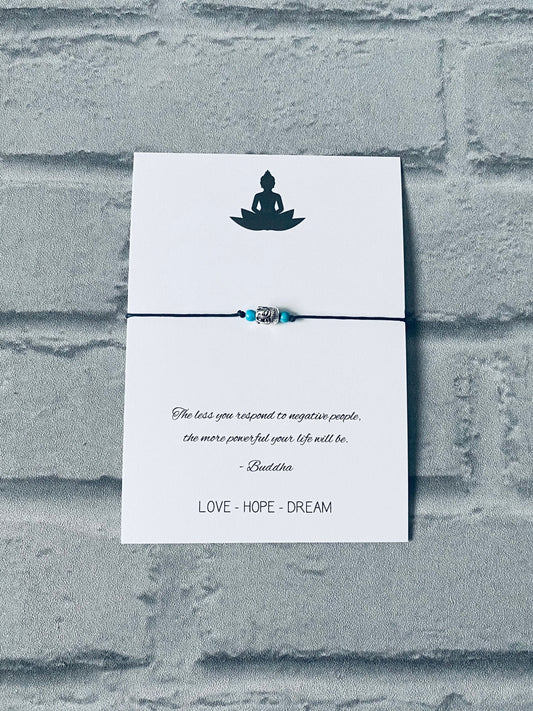 Blue Wax Cord Buddha Bracelet: Spiritual Yoga Gift