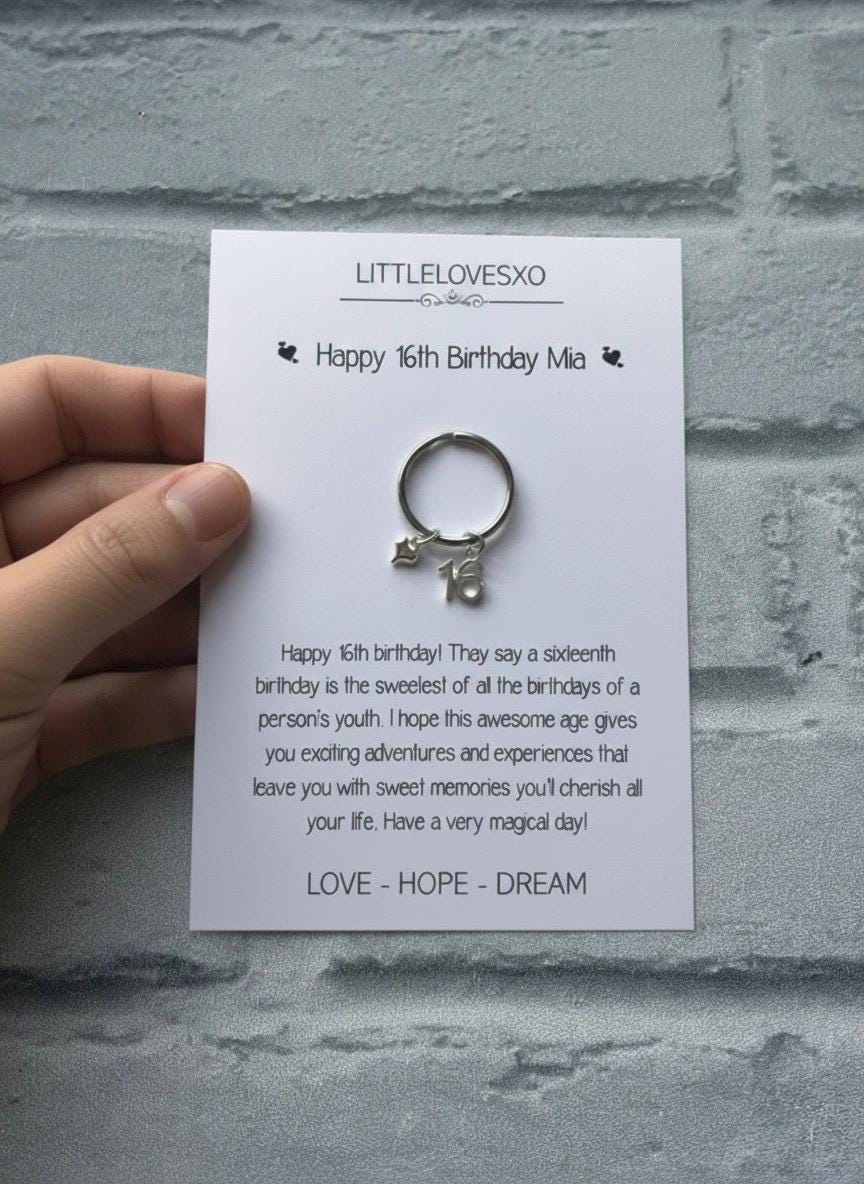 Personalized 16th Birthday Keychain Gift with Card