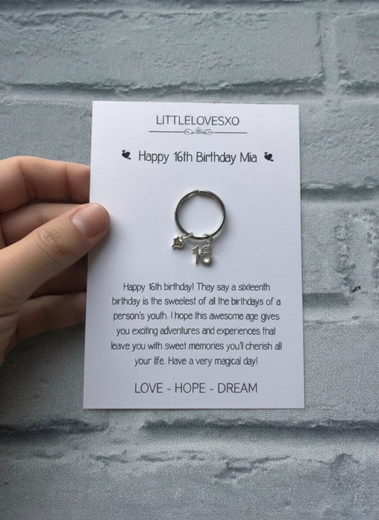 Personalized 16th Birthday Keychain Gift with Card