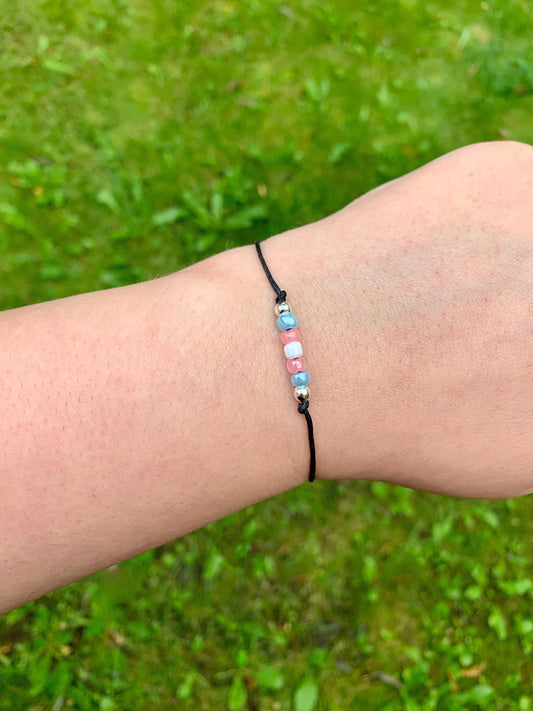 Trans Pride Beaded Bracelet: Adjustable LGBT Jewelry
