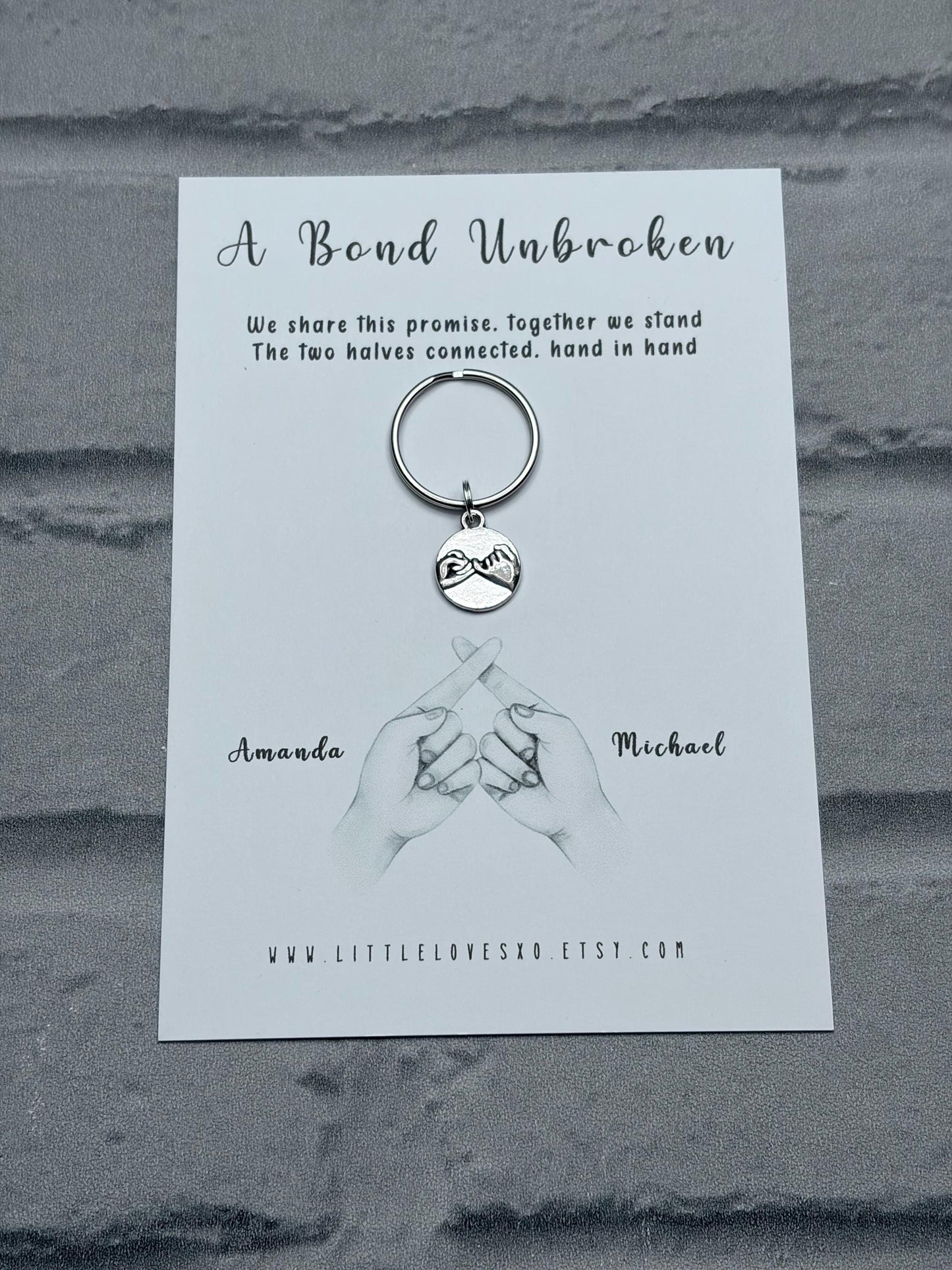 Personalized Pinky Promise Keychain, Couple Anniversary Gift