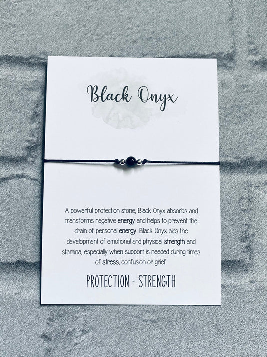 Black Onyx Gemstone Bracelet: Unisex Protection Jewelry