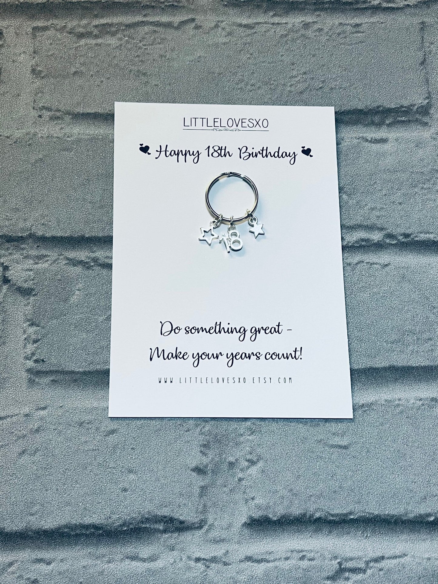 18th Birthday Keyring: Tibetan Silver Star Charm Keepsake